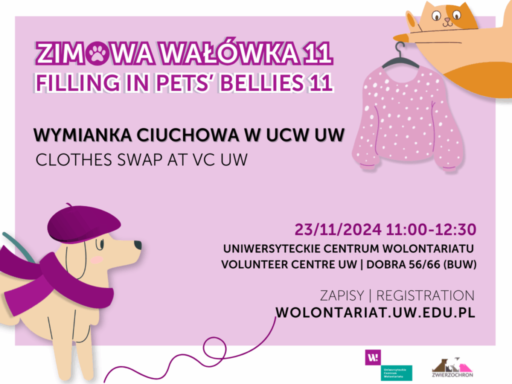 Graphic promoting charity fundraiser: clothes swap at VC UW. All information from the graphic is included in the text.